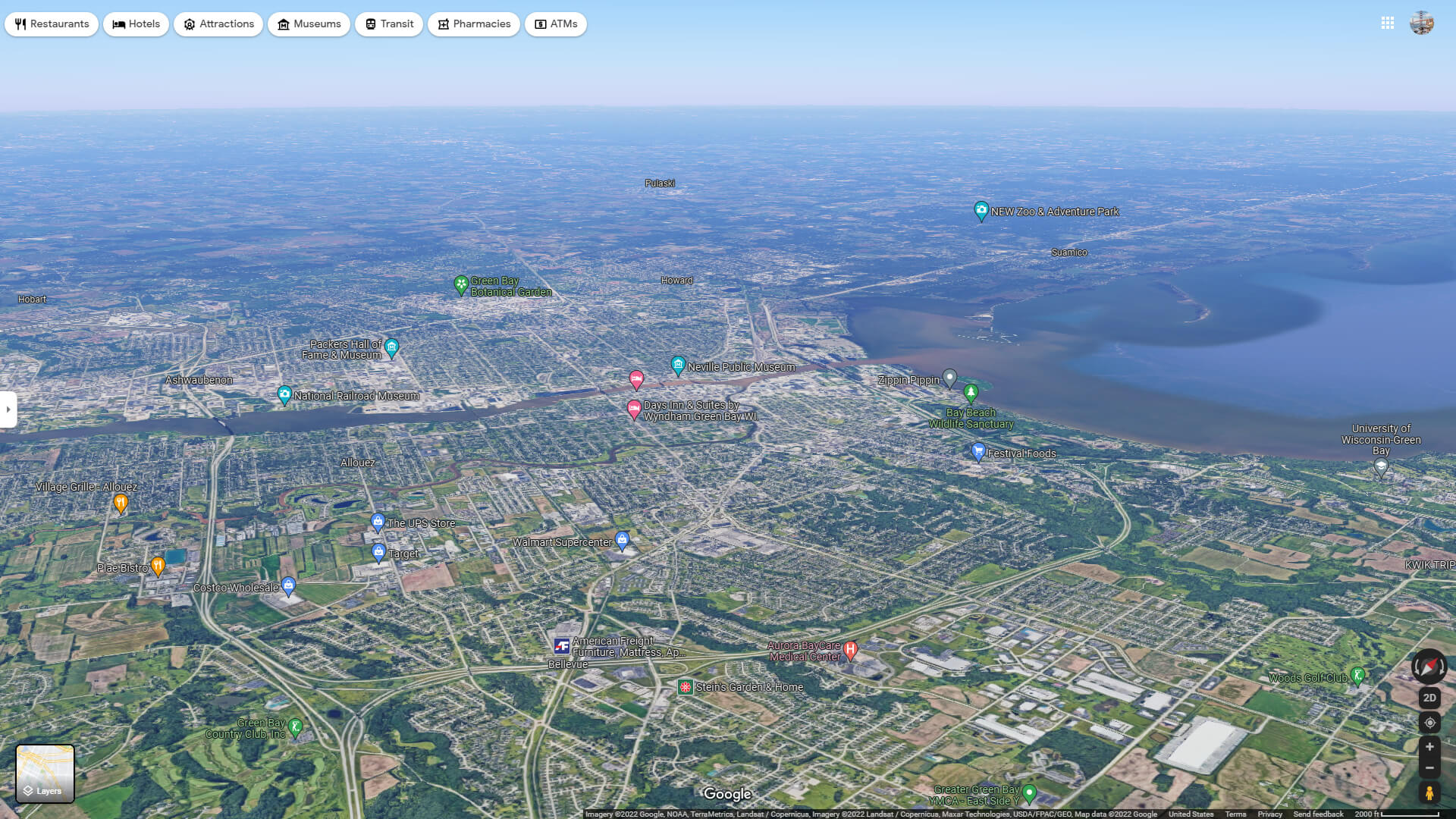 Green Bay Aerial Map Wisconsin